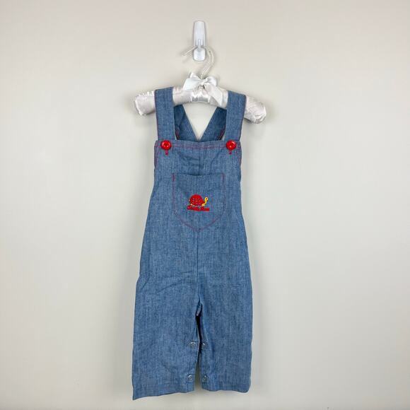 Vintage Alben Chambray Turtle Overalls 18 Months USA - Picture 1 of 7